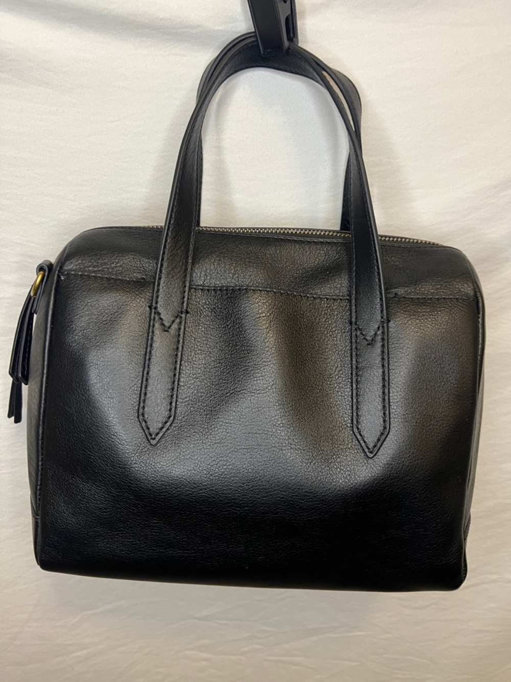 Fossil Black Leather Zip-Top Tote - Picture 6 of 10